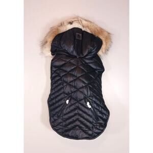 Pajar Pup Quilted Puffer Hood Faux Fur Black Dog Jacket Size L NWT